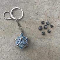 1 Set 20-sided Hollow Metal Dice Keyring TRPG Polyhedral Dice Keychain  Hangings Ornaments Style 9