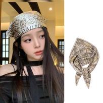 Hip Hop Y2k Print Turban Square Punk Bandana Exquisite Leopard Print Hair Scarf  Outdoor Style1
