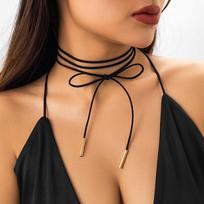 Punk Gothic Black Long Ribbon Bowknot Choker Necklace for Women Elegant White Simulated Pearl Clavicle Chain Y2K Jewelry