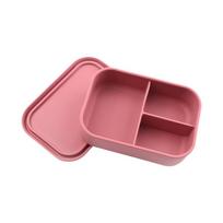 Rectangular Silicone Lunch Box Microwavable Lunch Container Durable Food Container  Office 700ML rožinė raudona spalva