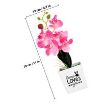 Artificial Moth Orchid Bonsai Decoration Lightweight Portable Realistic Fake Potted Flower for Desktop Living Room Office Hotel raudona