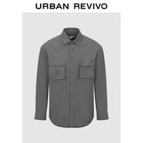 UR Men's Autumn Loose Workwear Pocket Shirt L(XL-XXL) tamsiai pilka spalva