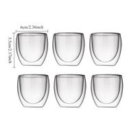 6pcs Kung Fu Tea Cup Drinking Glasses Double Wall Glass Cup 80ml Cute Coffee Mug for Drinks Personalized Mug Beer Tea Cup Set 80ml