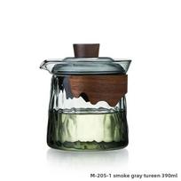 390ML Heat Resistant Glass Gaiwan Scald Resistant Walnut Wood Cup Sleeve Gongfu Sancai Tea Cup Set Tea Bowl Teaware