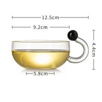 Nordic Heat Resistant Transparent Glass Flower Teapot Tea Set Black Teacup Home Boiling Tea Teapot Filter Tea Infusion 1PCS