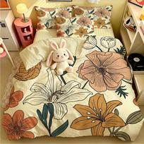 Black Floral  Duvet Cover Set Microfiber Plants Flowers Bedding Set Nature Botanical Animal Comforter Cover Single Queen Size 150×210cm