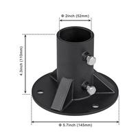 Metal Flange Chain Link Fence Post Base With Screws Wood Post Brackets  Wood Post Application 52mm/2.05in