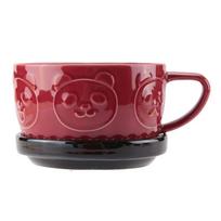 ABBY-Japanese Cute Mug Creative Shiba Inu Panda Coffee Cup With Lid Home Couple Milk Breakfast Cup Water Cup raudona