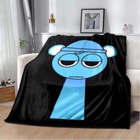 Sprunki Beats Flannel Blanket, Soft Warm Throw with Game Characters Print for Bed Sofa, Cozy Bedding for Fans 80cm x 120cm