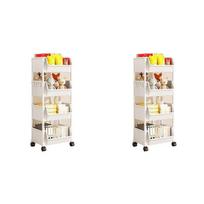Premium-2X 4-Layer Household Snacks Storage Bookshelf, Trolley Storage Rack, Storage Rack Kitchen Fruit And Vegetable Basket