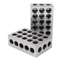 ABBY-2PCS Blocks Gauge Hardened Steel Parallel Block Set 23 Holes Matched Machinist Milling Tool Precision 25-50-75Mm sidabras