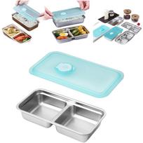 1/2/4Set Stainless Steel Lunch Box With Lid Double Compartment Snack Containers Fruit Salad Food Container Reusable Kitchen Tool