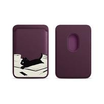 Leather Wallet Strong Card Holder Cute Cartoon Cat Read Book Case For Magsafe For iPhone 17 16 15 14 Pro Plus Phone Accessories