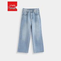 IEF 2026 Summer Retro Denim Wide-Leg Pants L džinsinio mėlyna spalva
