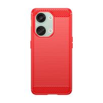 For Oneplus Nord 3 Case Cover For Oneplus Nord 3 Funda Shell Shockproof Soft Carbon Fiber TPU Phone Bumper For Oneplus Nord 3 For Oneplus Nord 3 raudona