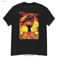 Shark Exorcist cult horror film fan art t shirt vintage Washed designer clothes Breathable graphic Stretched Versatile S įvairiaspalvis