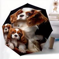 1pc Cavalier King Charles Spaniel Dog Pattern Umbrella, Automatic Folding Portable Travel Umbrella with 8-Rib Design, Durable