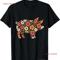 Floral FLower Pig Mom Grandma Womens Mothers Day T Shirt  vintage Washed graphic Soft Unisex Comfortable Casual Slightly S įvairiaspalvis
