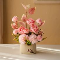 Hydrangea Artificial Flower Bonsai Ranunculus Maintenance-Free Green Grass Potted Photo Props Multicolor rožinė