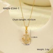 GEMCHIC Women's Vintage Ocean Style Pirate Ship Anchor Stainless Steel Pendant Necklace with Zircon Inlay