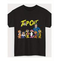 Men's Hanna-Barbera Top Cat & His Gang Vintage 1960s Cartoon T-Shirt - Official Retro TV Show Characters (Top Cat, Chico the Juan, Meep the Meep) 6XL juoda
