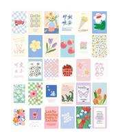 30Sheets Kawaii Tulip Postcards DIY Background Floral Printed Greeting Card Artistic Colorful Flower Message Card Party Supplies
