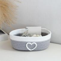 Cotton Rope Weaving Storage Basket Handmade Nordic Style Stationery Storage Box Heart Pattern Toys Storage Basket