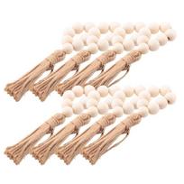 ABBY-8Pcs Handmade Natural Wooden Bead Napkin Rings Holder For Weddings Party Home Hotel Decor Table Dinner Decoration