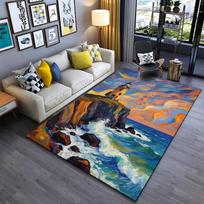 Colorful Lighthouse Ocean Waves Painting Style Area Rug Suitable for use as an anti-slip for living room bedroom sofas 40x60cm( 15x23in )