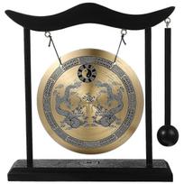 Gong With Mallet Antique Ornament Chinese Style Copper Gong Handicraft Decoration - dd