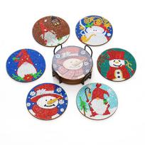 DIY Diamond Paint Christmas Coasters Pack of 6 Ceramic Drink Glass Cup Cushion Non-slip Table DIY