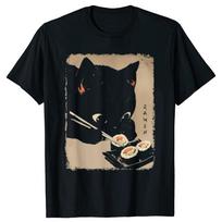 Funny Japanese Anime Cat Eating Sushi 3d Print Men T-shirts Fashion Casual Tshirt Loose Oversized T Shirt S