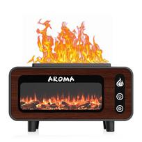 Retro medienos grūdų aromaterapinis difuzorius ir pritaikyta židinio liepsnos dovana Wood Grain; LA-0646 Fireplace Aroma Diffuser juoda