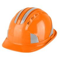 Construction Site Protective Cap Ventilate ABS Hard Hat Reflective Stripe Safety Helmet(Orange) oranžinė