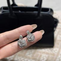 Light Luxury Personalized Rose Ring Women'S High-End Sense Inlaid With Diamond Camellia Necklace Stud Earrings Jewelry Set