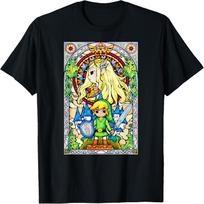 Legend Of Zelda Wind Waker Stained Glass Graphic T-Shirt T-Shirt S juoda