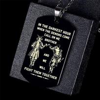 Darkest Hour When Demons Come Brothers Dog Tags for Men Stainless Steel Pendant BFF Necklaces Fraternal Gift