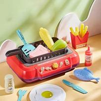 Pretend Play DIY Kitchen Cooking Playthings featuring Multi-functional Induction Children House Food Toys for Parent Child Fuuny Presents raudona