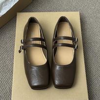 French evening breeze single shoes female 2025 spring and autumn new temperament fairy commuting square head shallow mouth Mary Jane shoes children 35 ruda