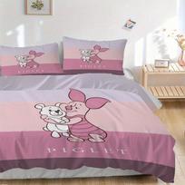3pcs Piglet & Pooh Bear Hug Bedding Set, Including 1 Quilt Cover and 2 Pillow Shams, Without Filling, Soft and Comfortable 077 135x200cm
