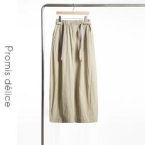 Tatuer Women's High-Waist Drawstring Wide-Leg Pants L chaki