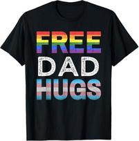 Free Dad Hugs, LGBTQ Gay Pride Month, Proud Ally T-Shirt Mens Womens Tees Top L