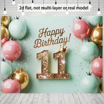 2D Mint Pink Gold Balloon Birthday Photoshoot Background 47.2x31.5inch/120*80cm