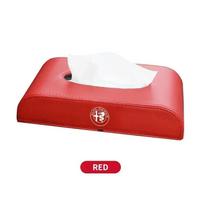 Car Tissue Box Holder Center Console Armrest Napkin Box For Alfa Romeo Sportiva Giulia Giulietta 159 156 Stelvio Auto Accessory raudona