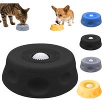 Anti-Spill Pet Lick Bowl with Rolling Ball Slow Feeder Dog Cat Licking Ball Bowl for Anxiety Relief Blue Grey Yellow Black Pack of 1 juoda
