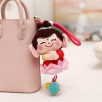 Yuchi Gong Chinese God Dolls Pendant Guanyin Plush God of Longevity Pendant  Key Decor Red Cloth