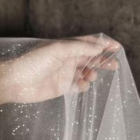 Swiss White Wedding Stage Arrangement Photography Background Wedding Dress Formal Gown Designer Clothing Fabric Glitter  Gauze 1.6M&1M balta