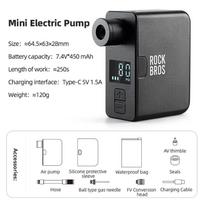 ROCKBROS Bike Electric Pump Portable Mini Air Inflator Pump LED Display 120PSI Type-C MTB Road Motorcycle Cycling Bike Tire Pump AS1 PRO