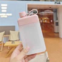 450ML Creative Sports Reusable Drink Bottle Flat Water Bottle Juice Cup Plastic  BPA Free Sports  Drinking Juice Cup <0.25L rožinė
