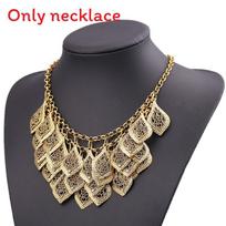 Multilayer Alloy Choker Necklace With Filigree Leaf Design For Vintage Style Fans auksas